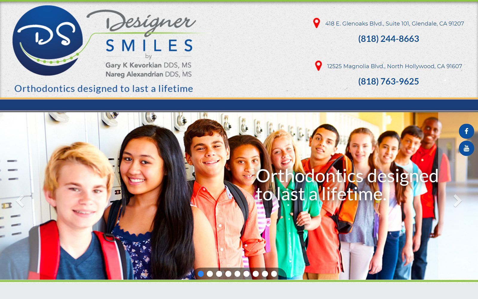 The screenshot of designersmiles orthodontics designersmiles. Com website