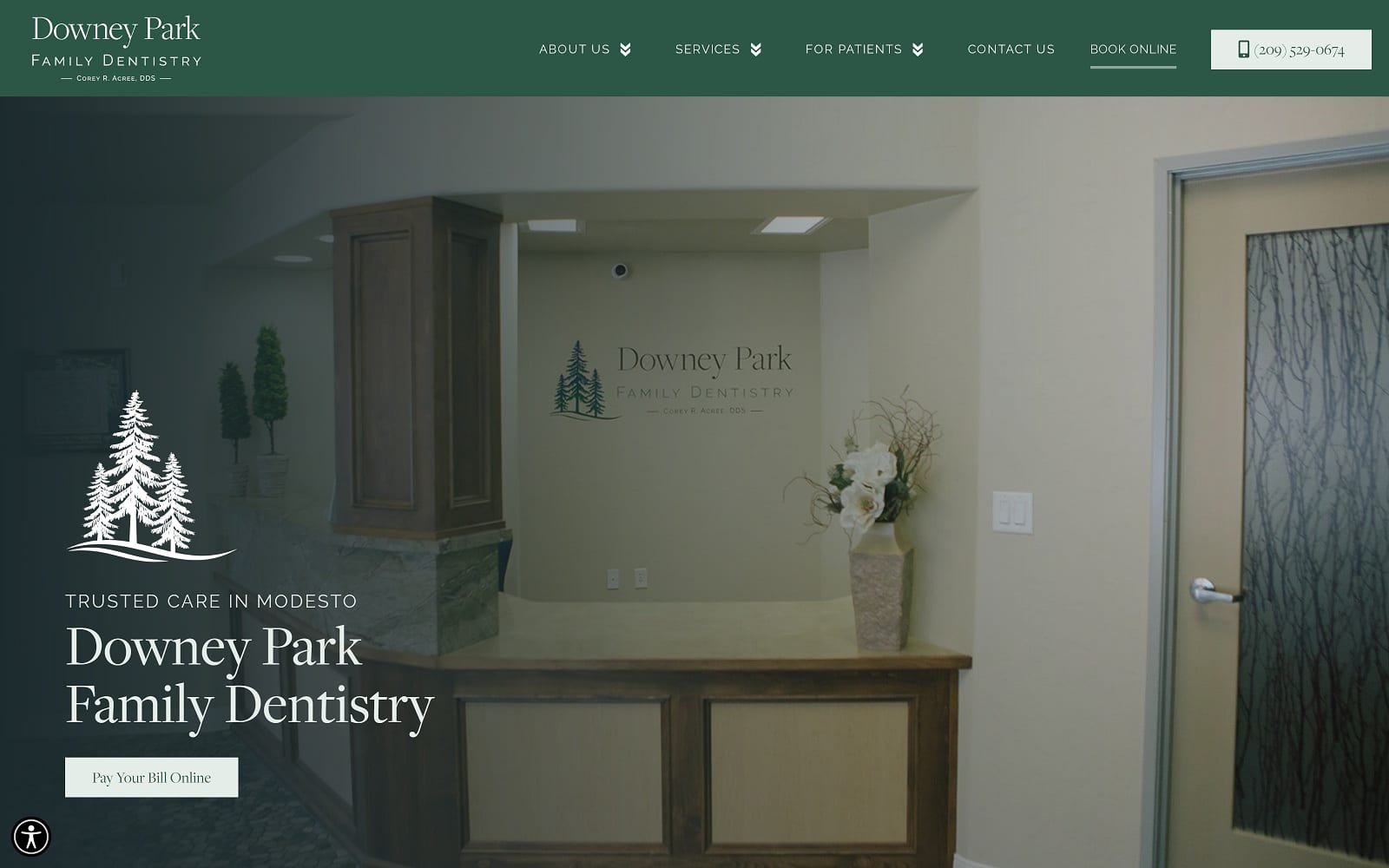 The screenshot of downey park family dentistry downeyparkfamilydental. Com website