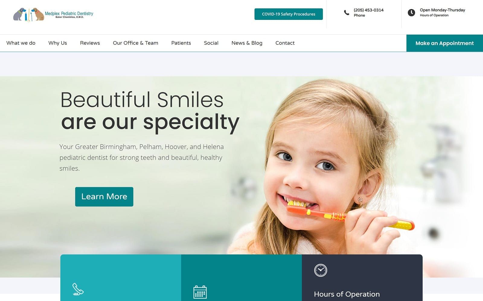 The screenshot of medplex pediatric dentistry drbakerchambliss. Com website