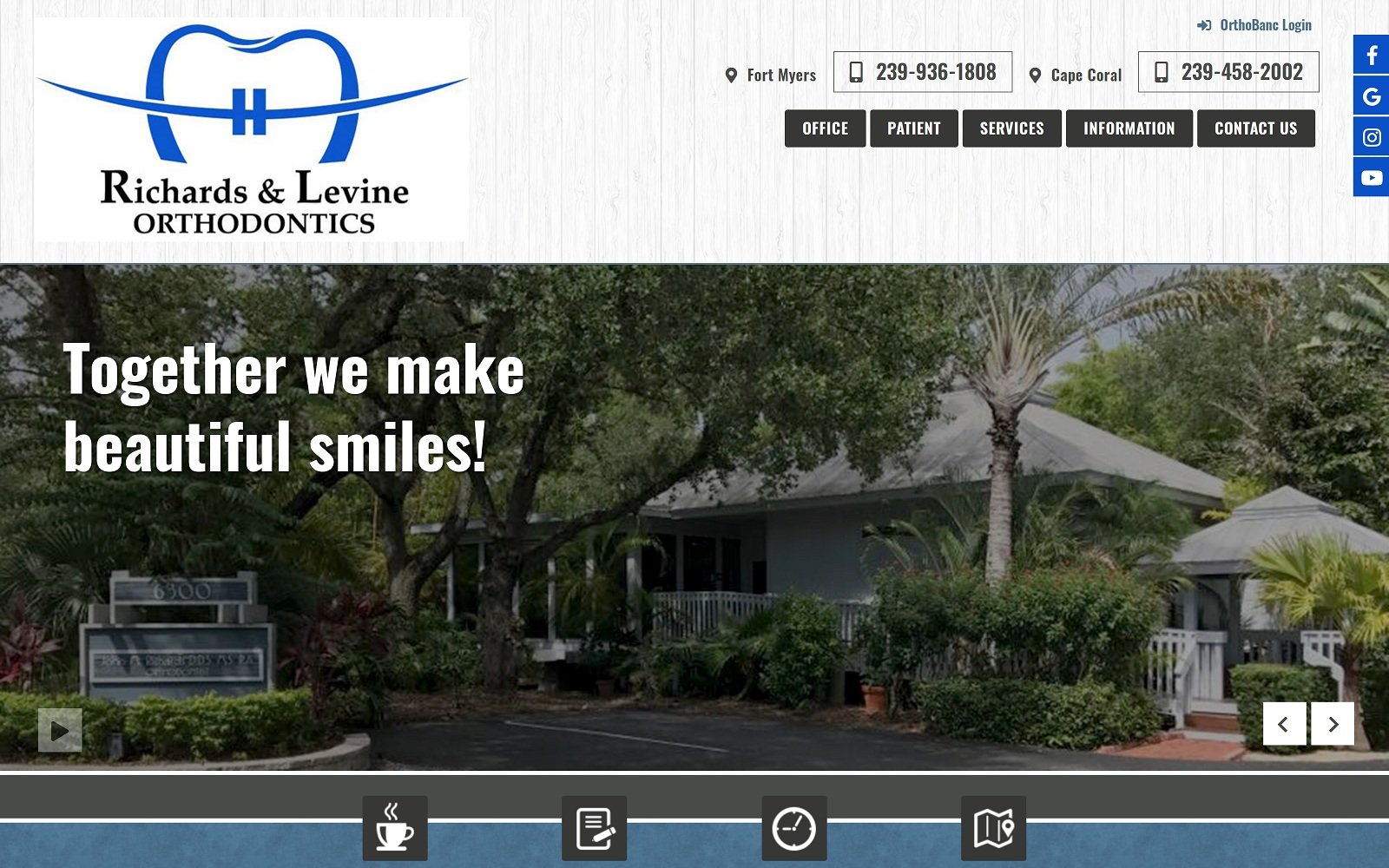 The screenshot of richards & levine orthodontics drbiteright. Com dr. John m. Richards website