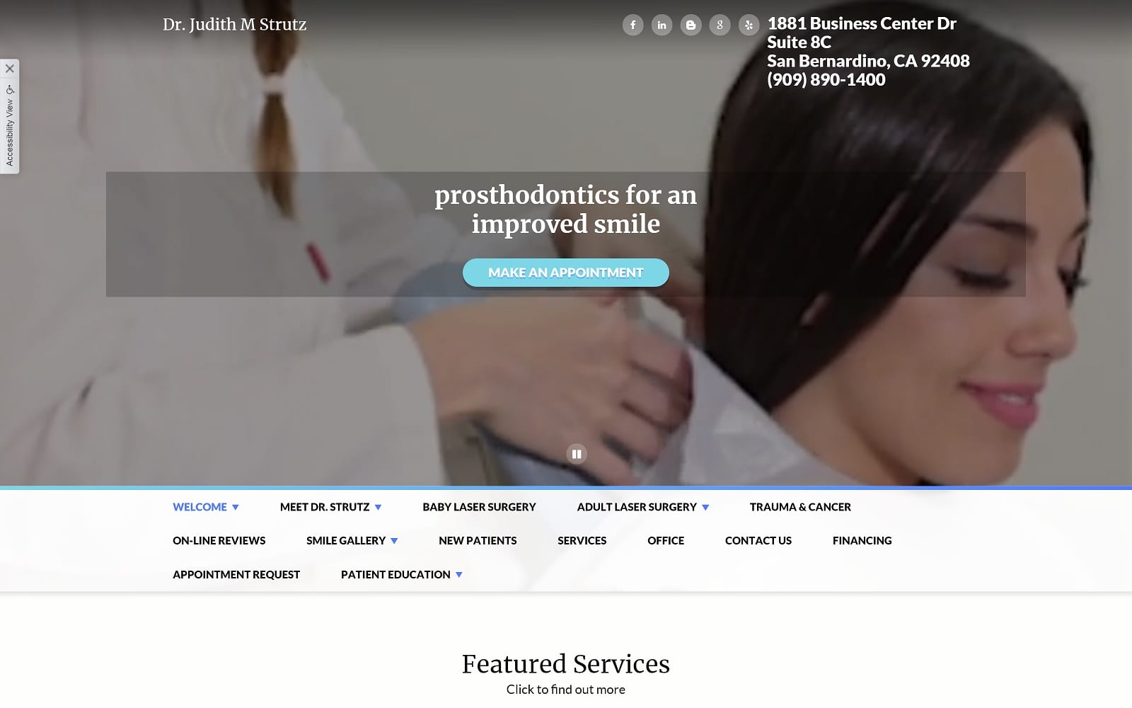 The screenshot of dr. Judith m. Strutz, dds drjudystrutz. Com website