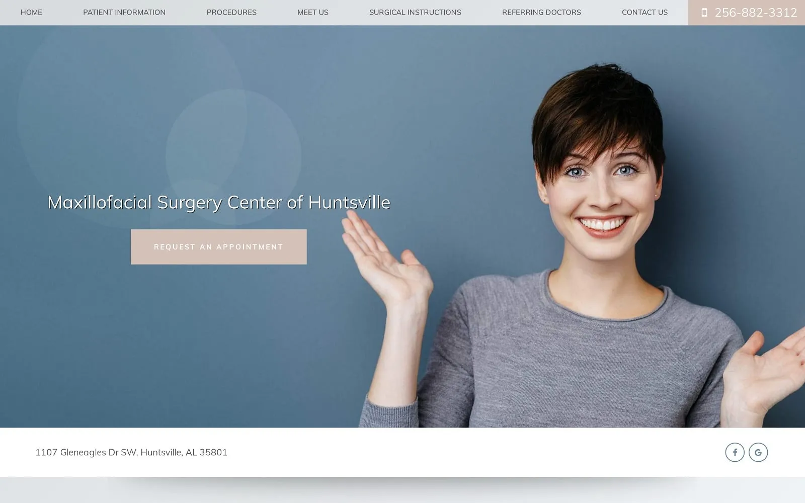 Screenshot of maxillofacial surgery center of huntsville: leroy a. Kamelchuk, dds website or drleekamelchuk. Com