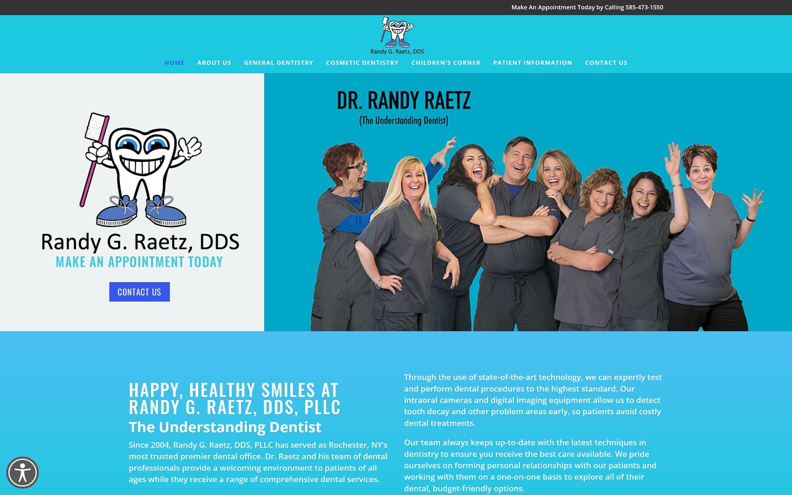 The screenshot of randy g. Raetz, dds, pllc drrandydds. Com website