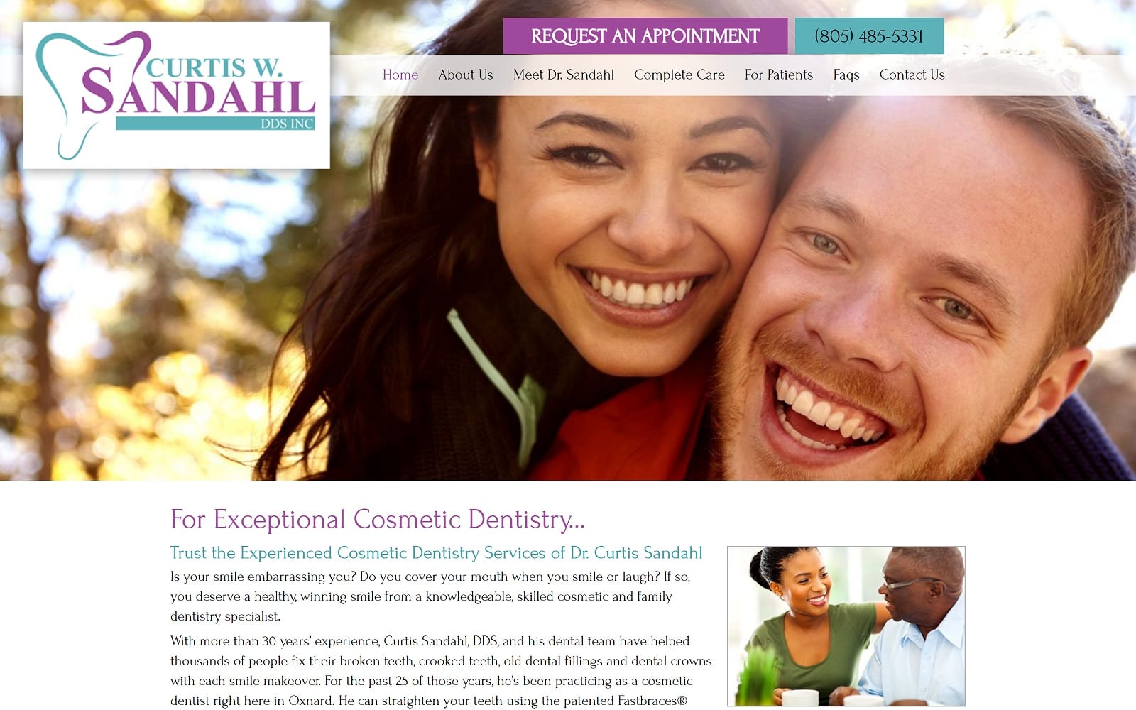 The screenshot of curtis w. Sandahl, dds drsandahl. Com website