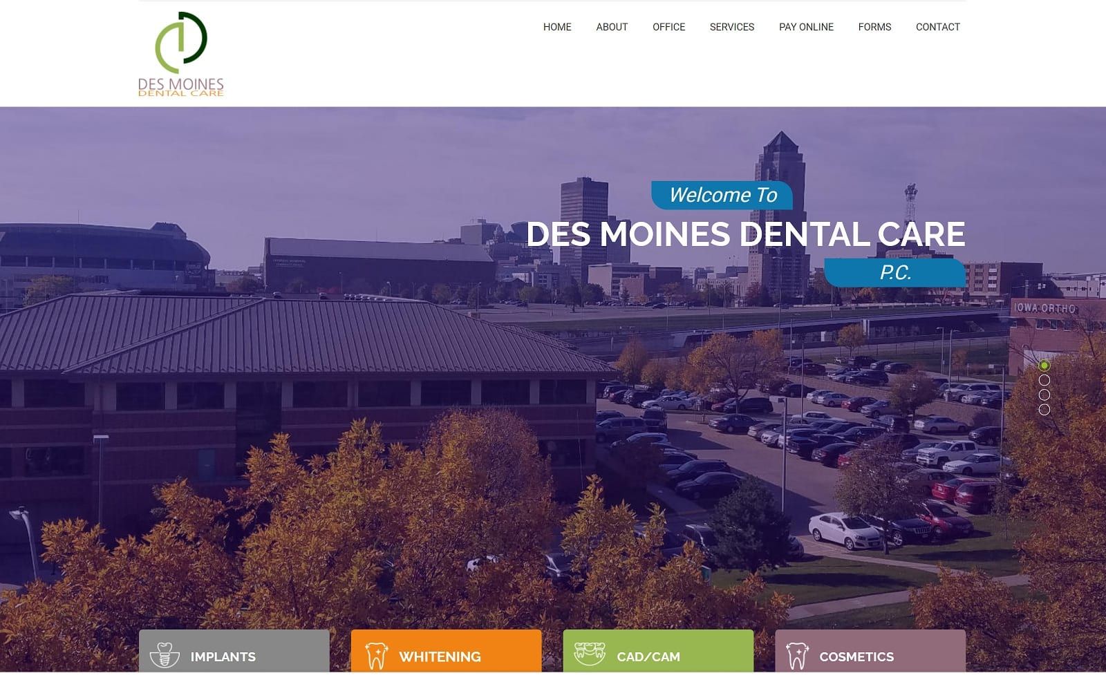 The screenshot of des moines dental care dsmdentalcare. Com website