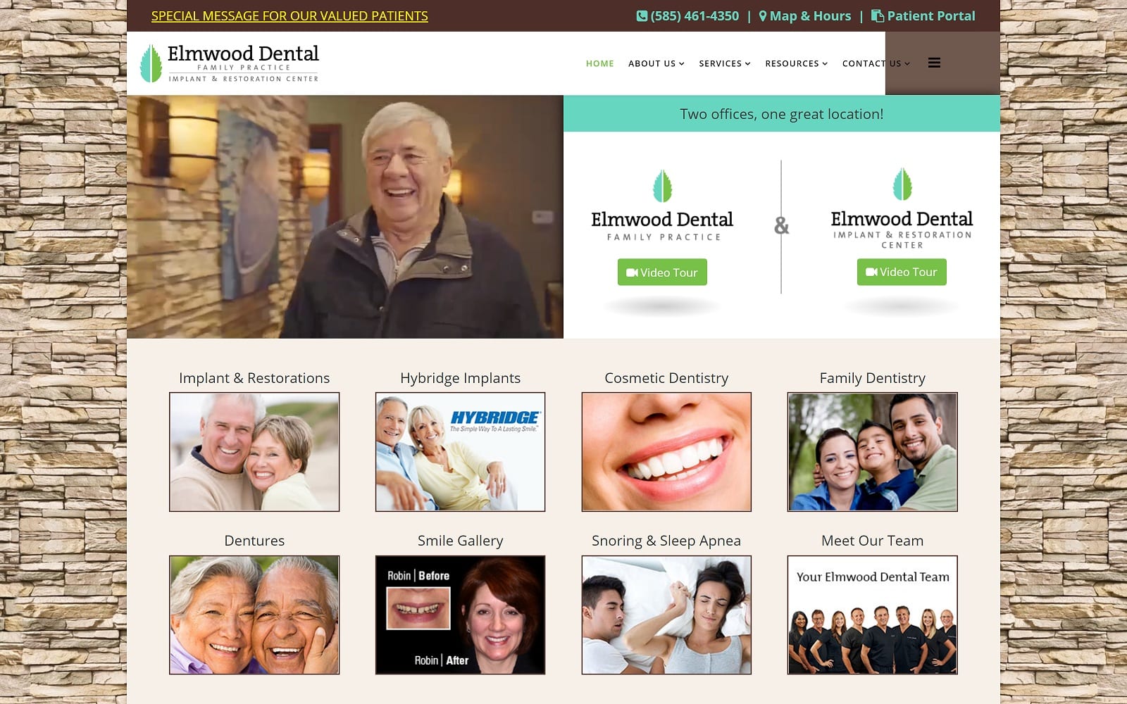 The screenshot of elmwood dental family practice elmwooddental. Com website