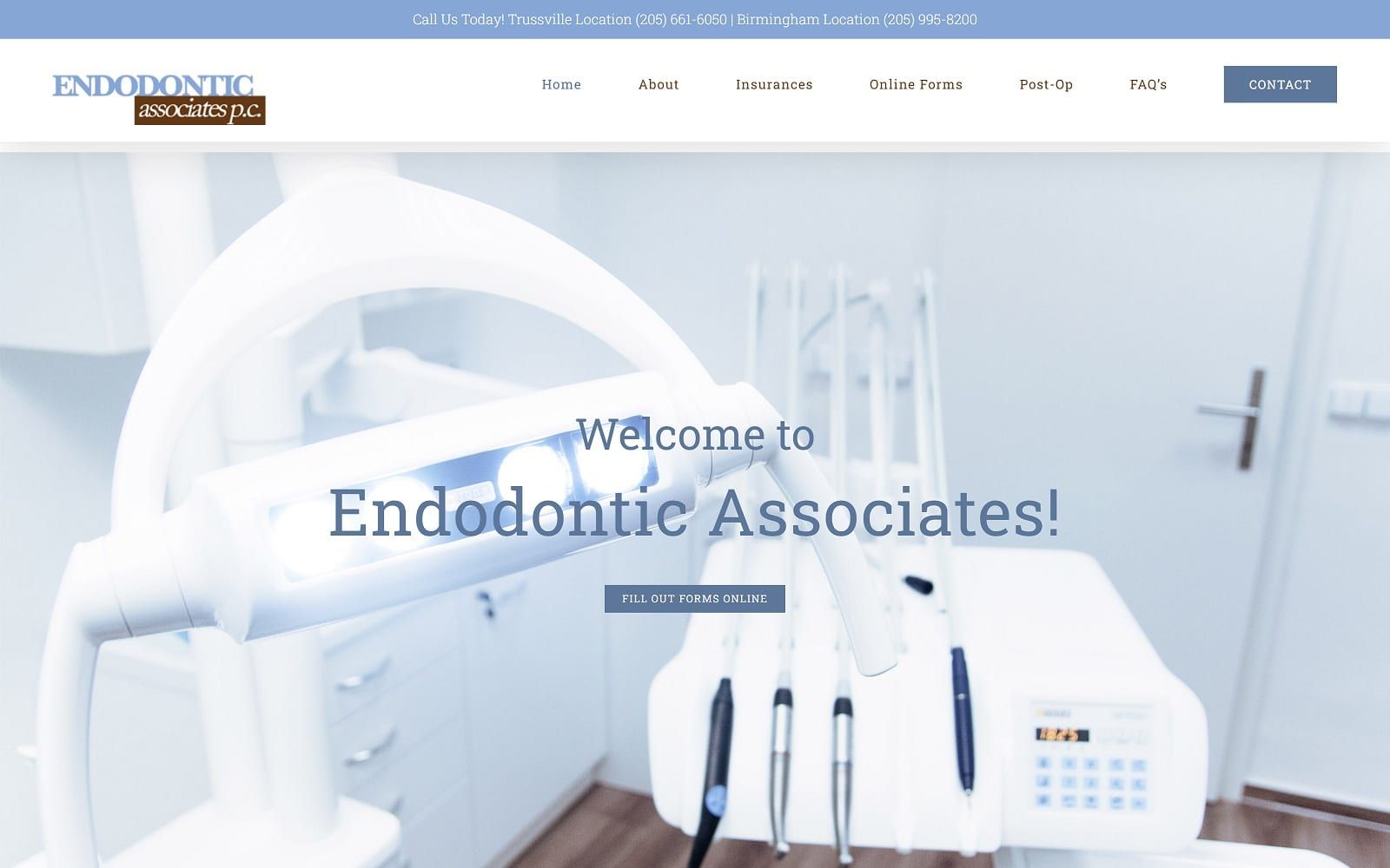 The screenshot of endodontic associates endoassociatesbham. Com website