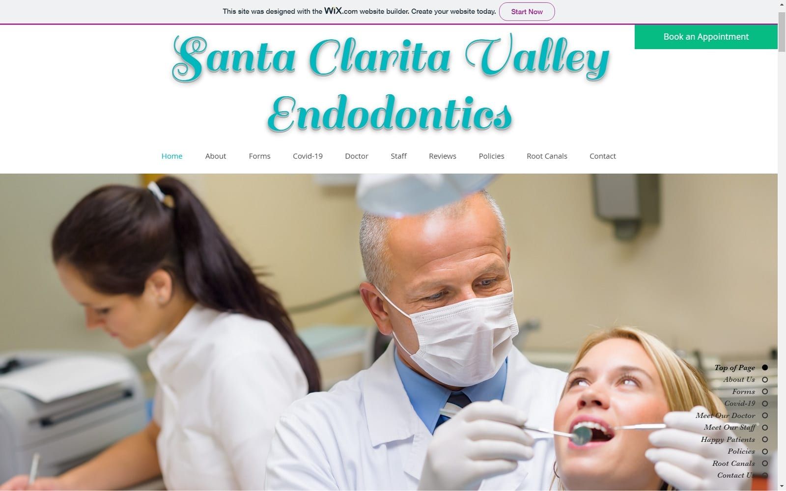 The screenshot of santa clarita valley endodontics endoevans. Com website