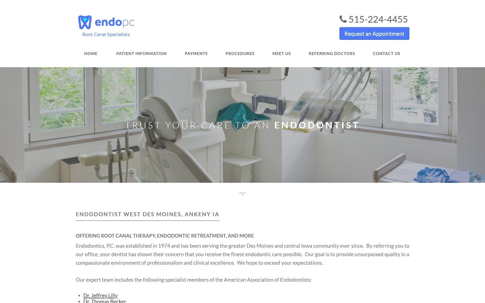 The screenshot of endodontics, p. C. Endopc. Com website