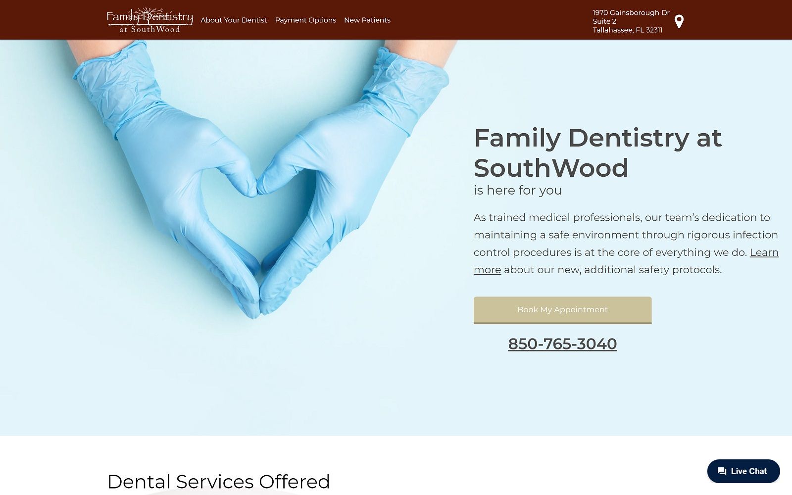 The screenshot of family dentistry at southwood familydentistryatsouthwood. Com website