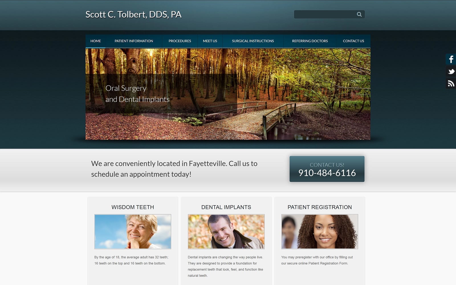 The screenshot of dr. Scott c. Tolbert, dds, pa fayettevilleoralsurgery. Com website