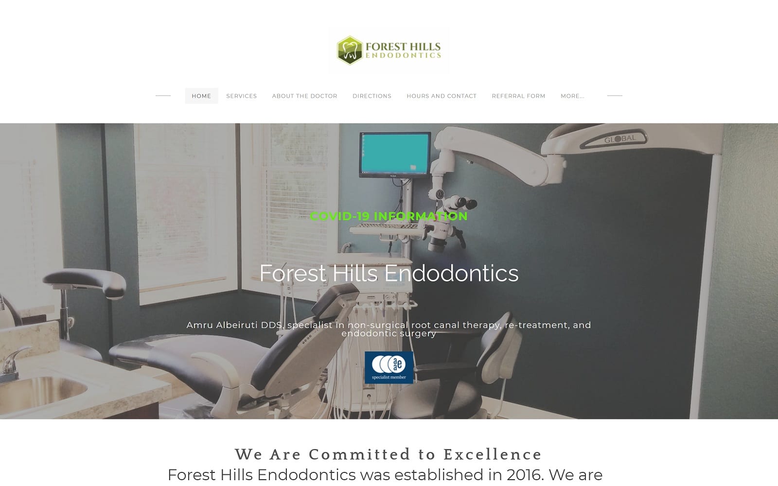 The screenshot of forest hills endodontics fhendodontics. Com dr. Amru albeiruti website