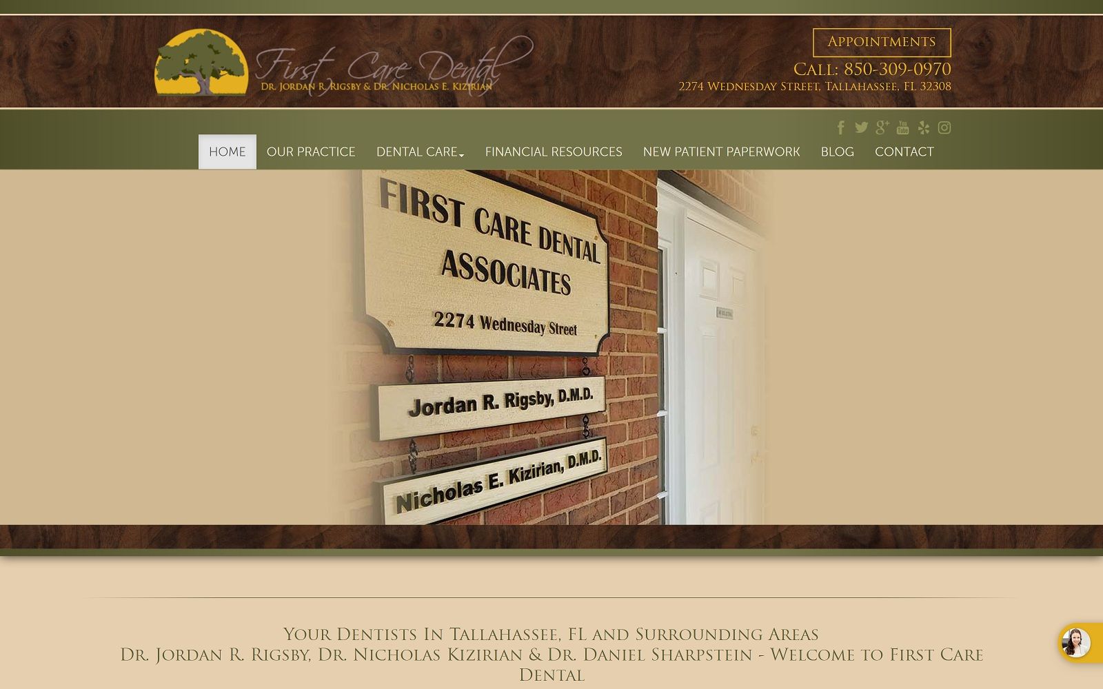The screenshot of first care dental associates firstcaredental. Org website