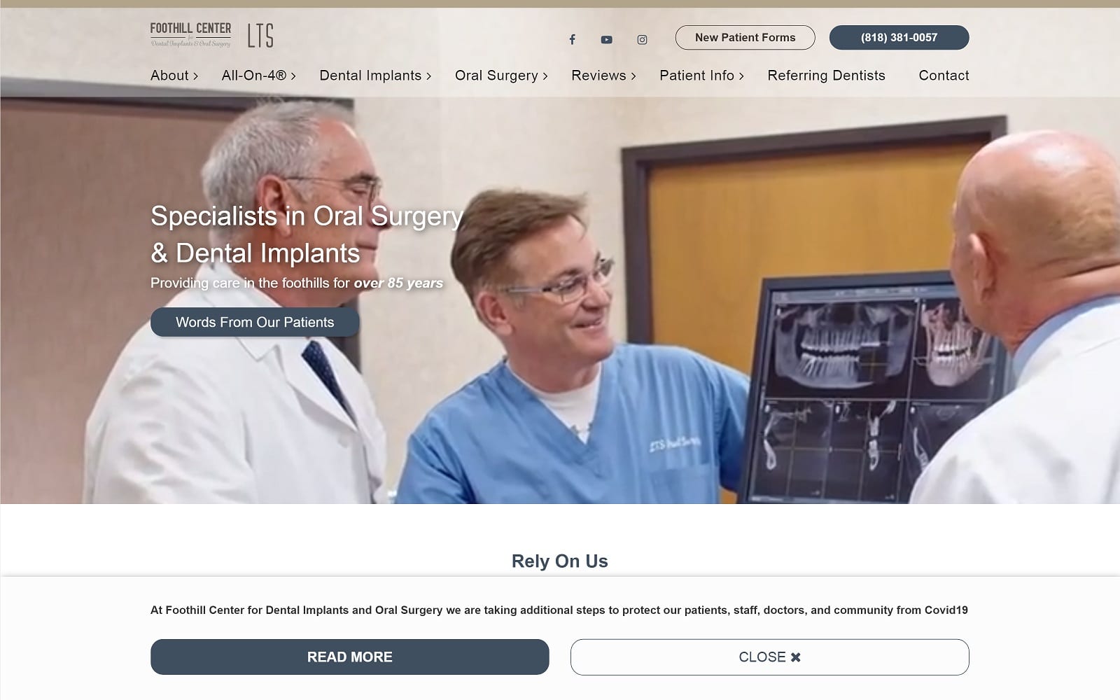 The screenshot of lytle, tate & stamper foothilldentalimplants. Com website