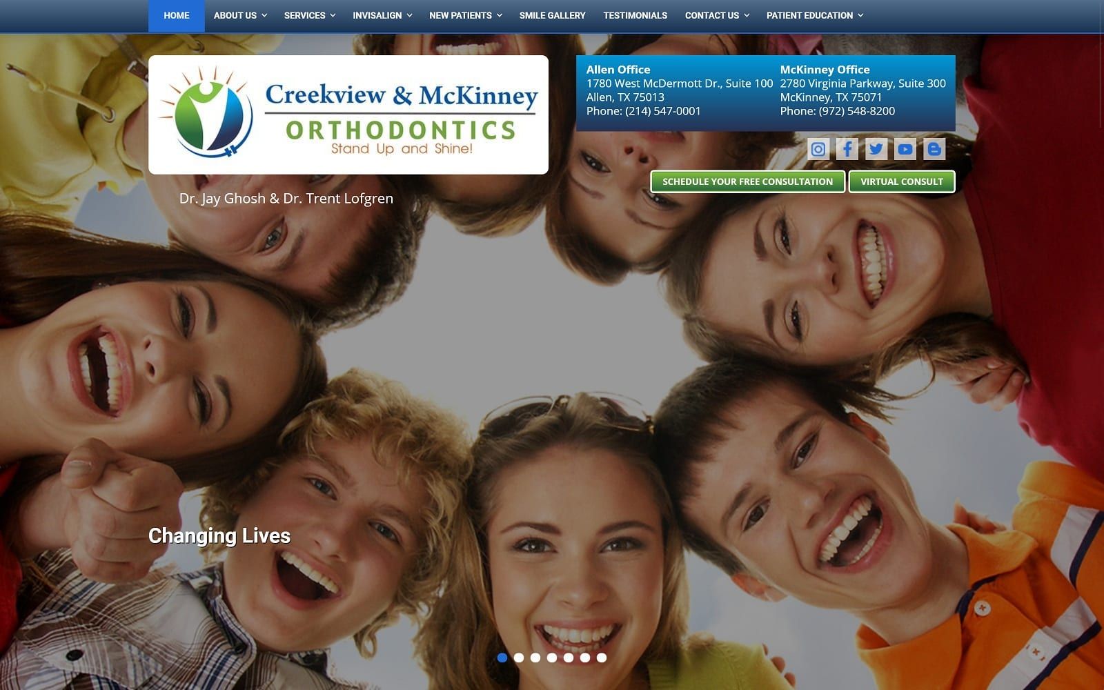 The screenshot of mckinney orthodontics forgreatsmiles. Com website