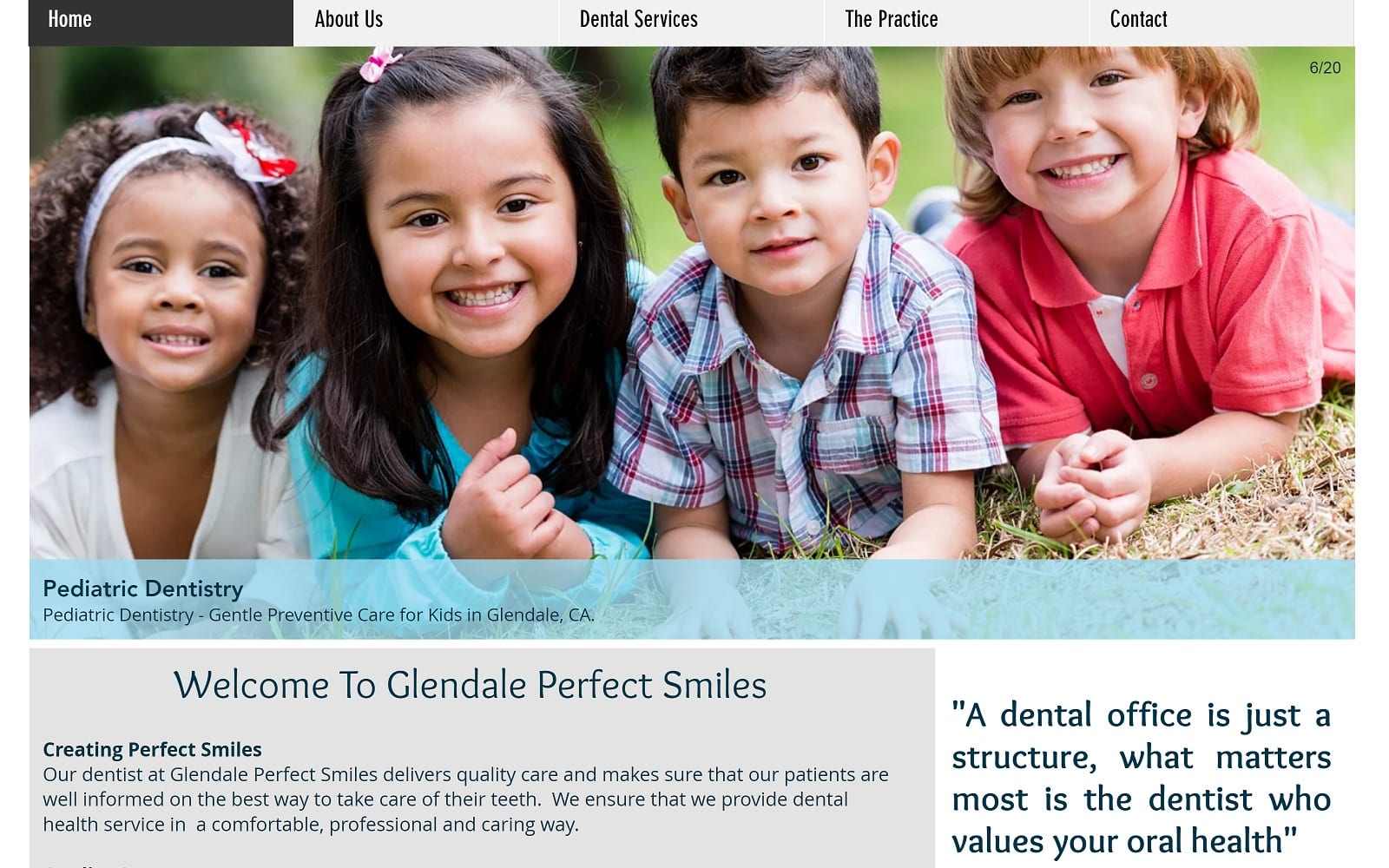 The screenshot of glendale perfect smiles glendaleperfectsmiles. Com dr. Ricardo website