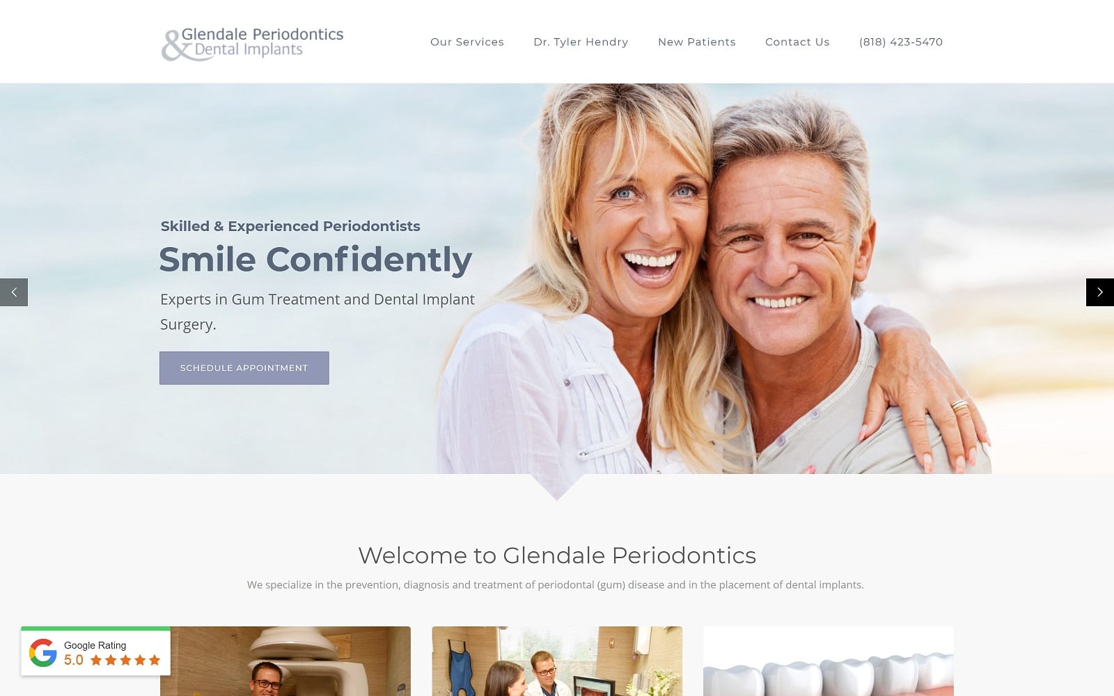 The screenshot of glendale periodontics glendaleperiodontics. Com website