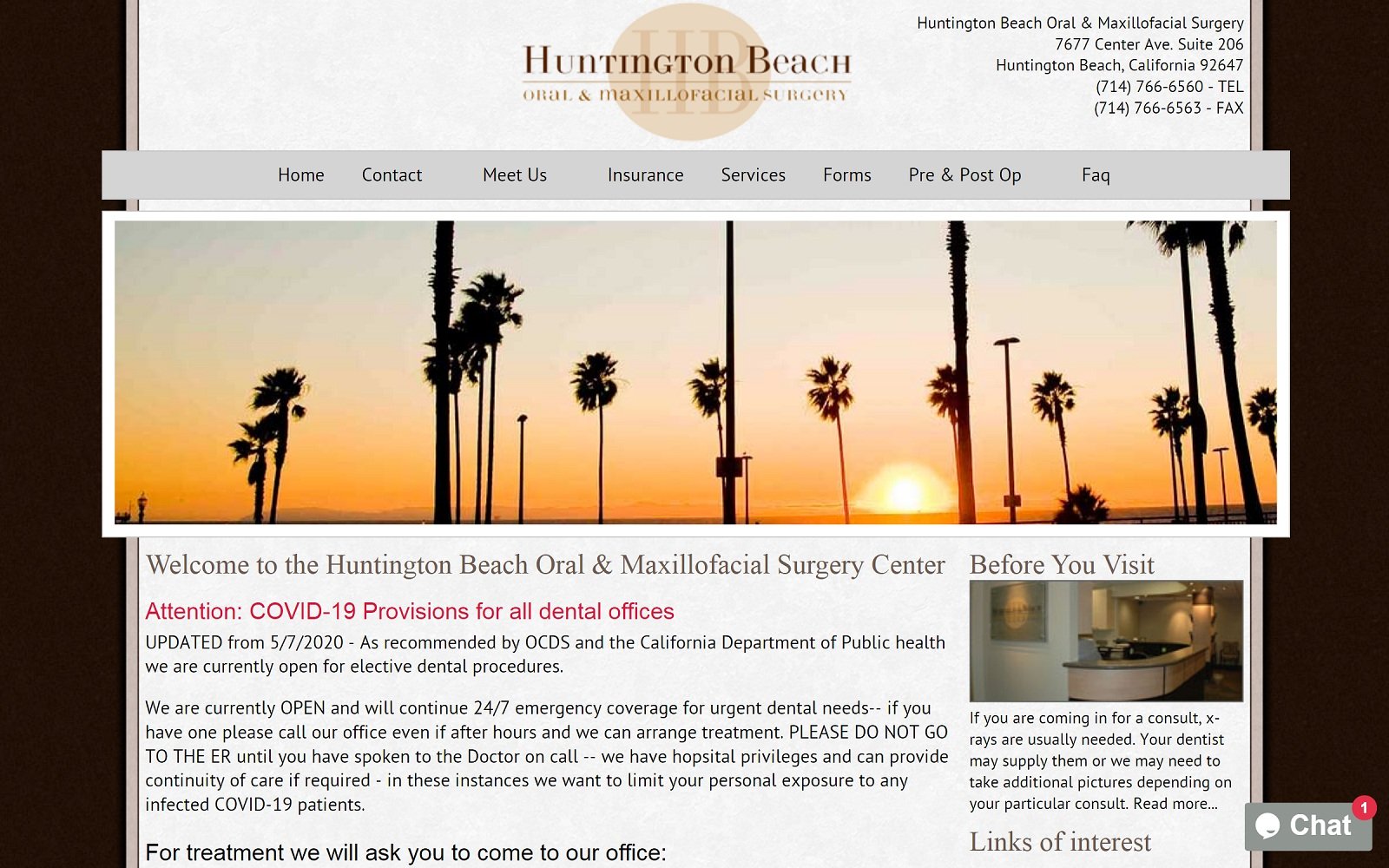 The screenshot of huntington beach oral and maxillofacial surgery hbomfs. Com website