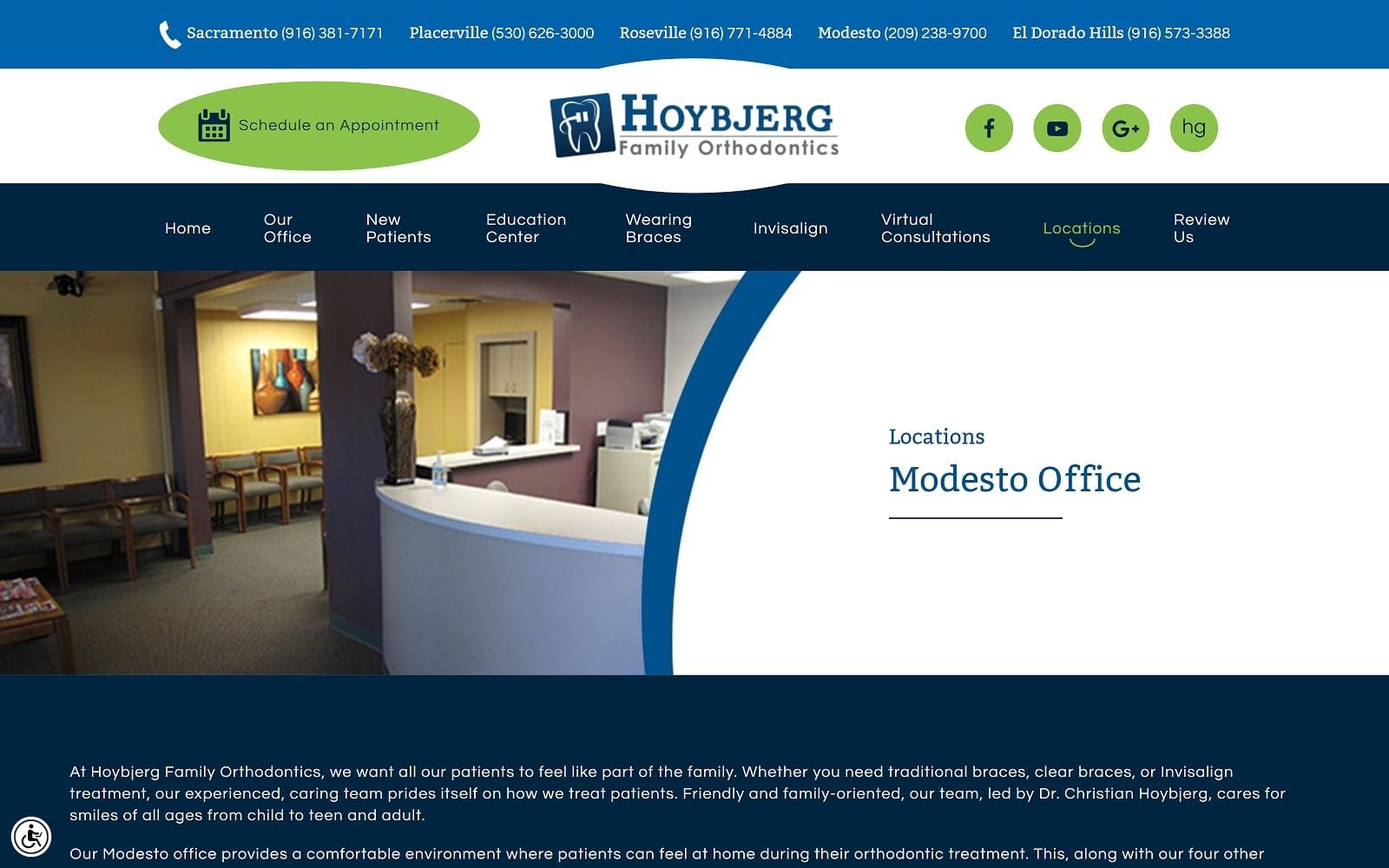 The screenshot of hoybjerg family orthodontics hfamilybraces. Com dr. Christian hoybjerg website