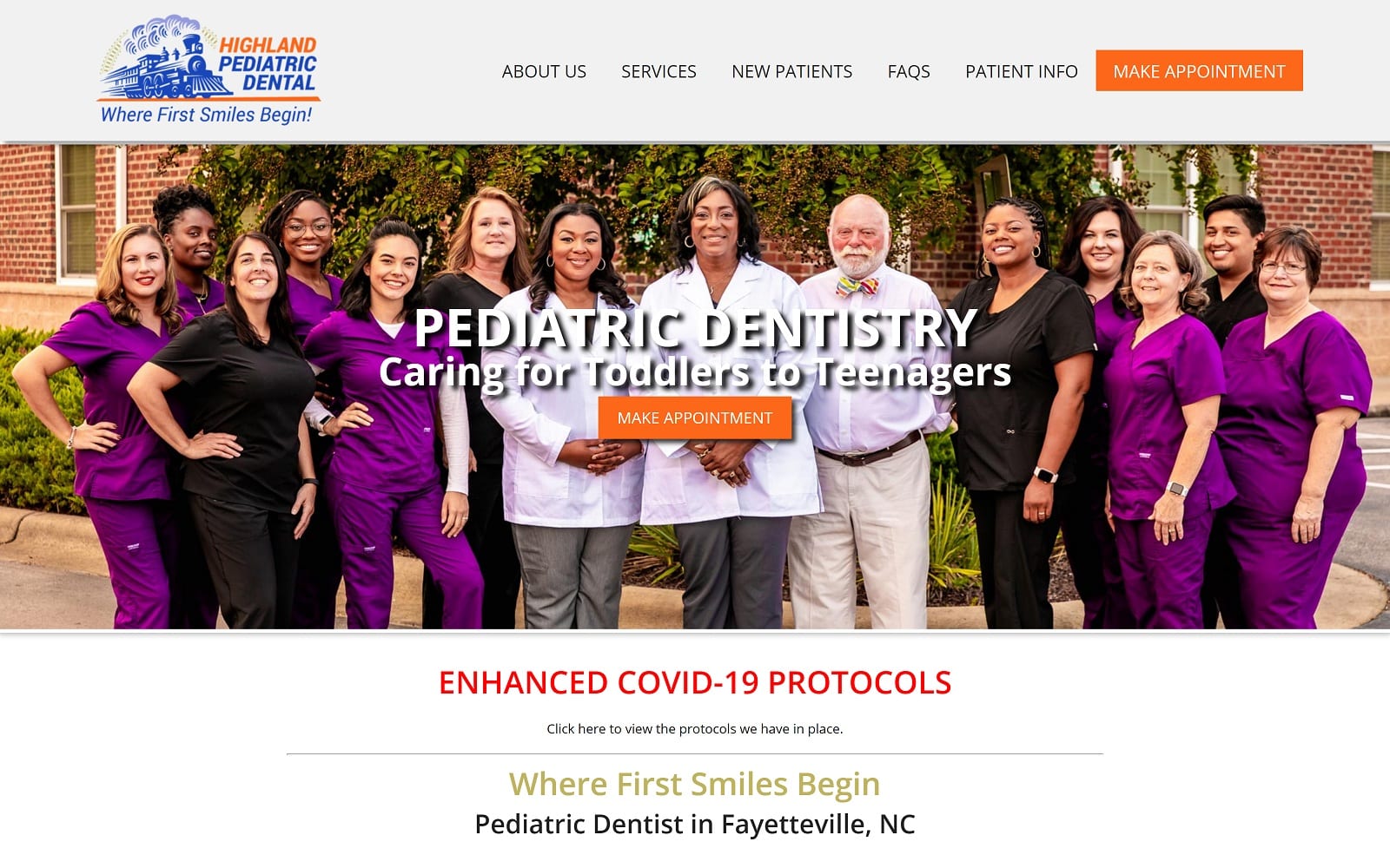 The screenshot of highland pediatric dental highlandpediatricdental. Com website