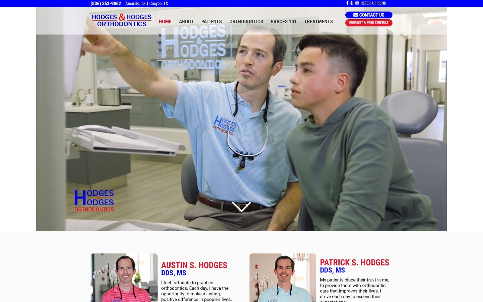 The screenshot of hodges & hodges orthodontics hodgesandhodgesortho. Com website