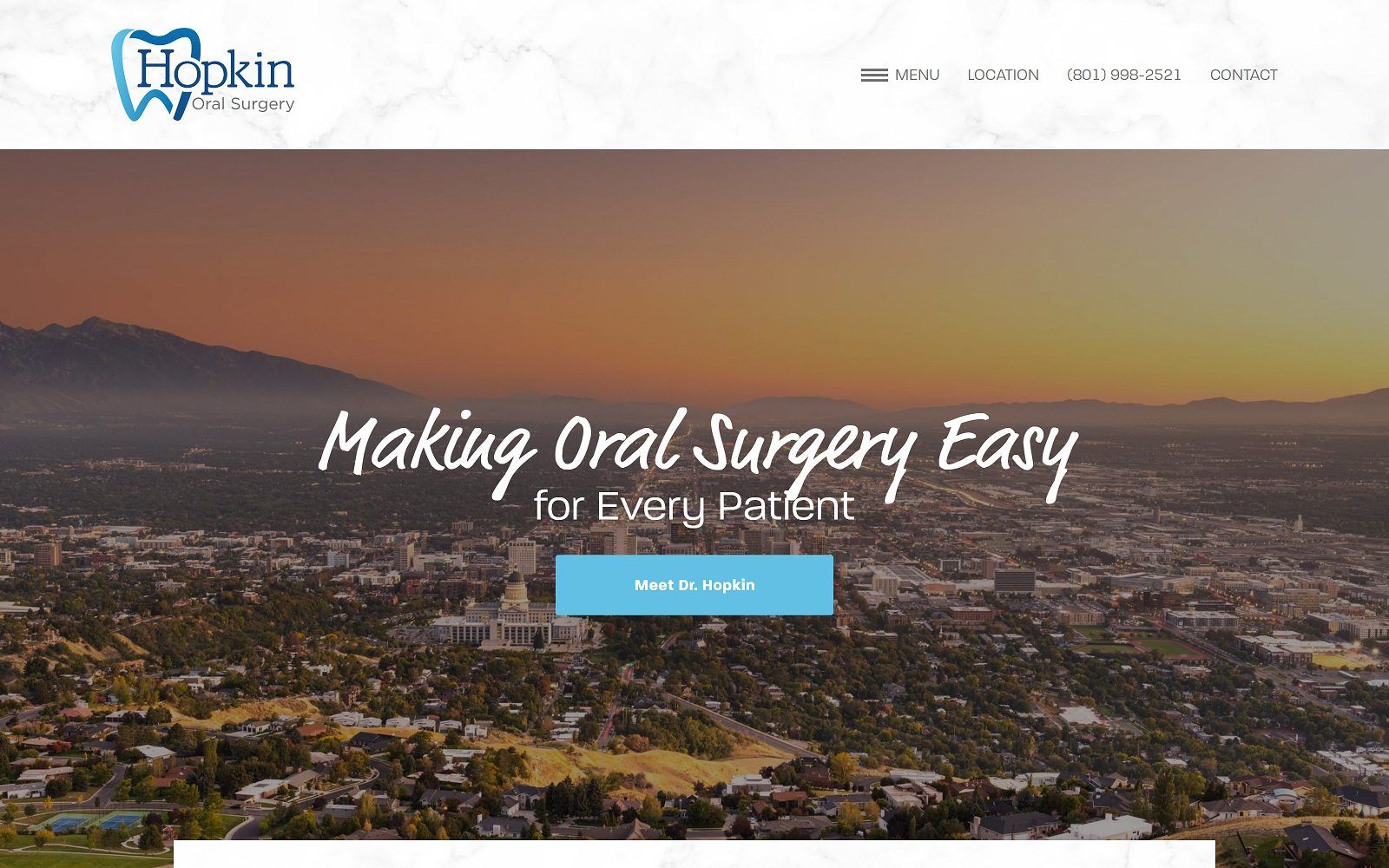 The screenshot of hopkin oral surgery hopkinoralsurgery. Com dr. Dustin hopkin website