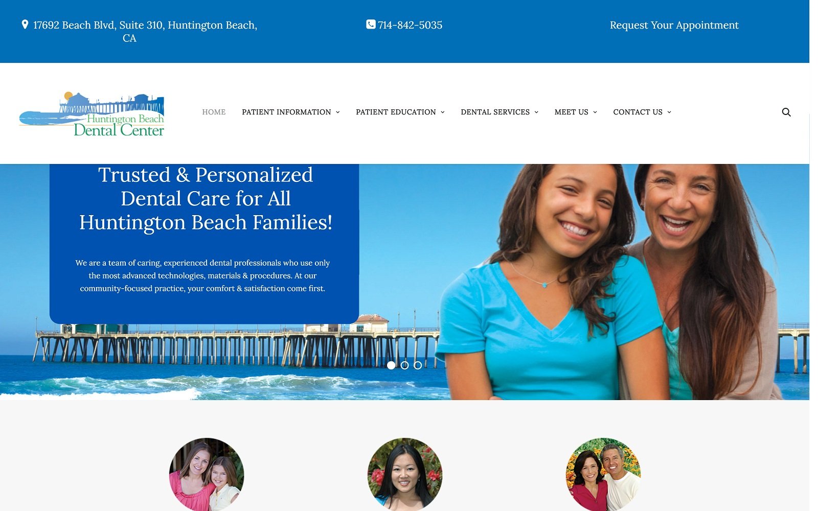 The screenshot of huntington beach dental center huntingtonbeachdentalcenter. Com website