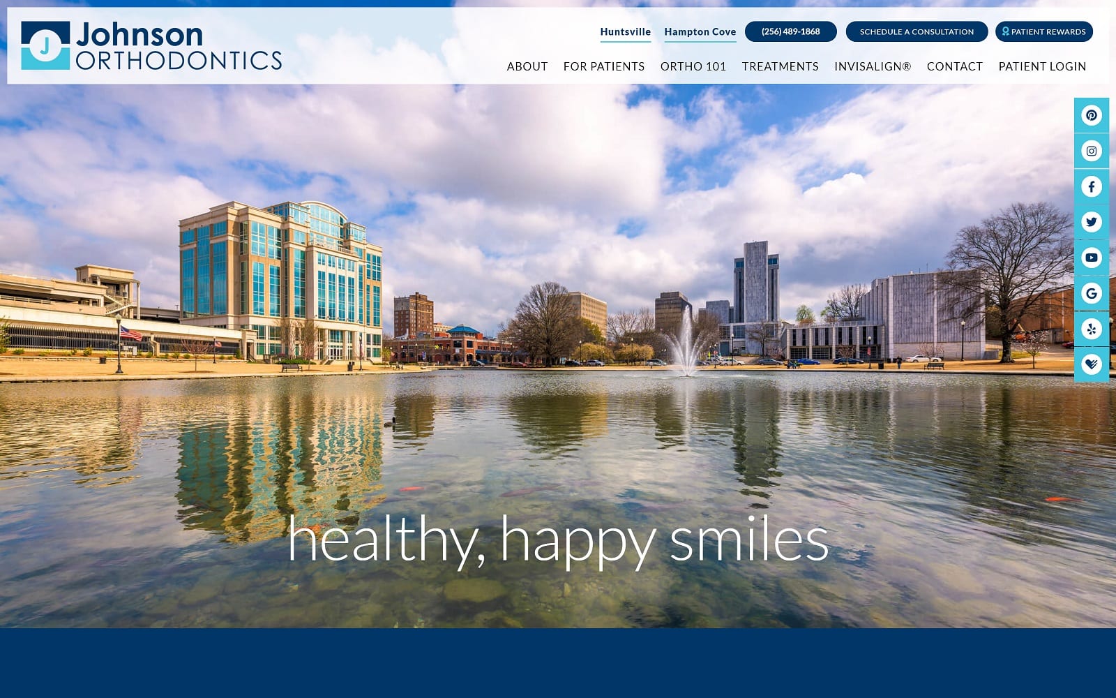 The screenshot of johnson orthodontics huntsvilleortho. Com dr. Nathan johnson website