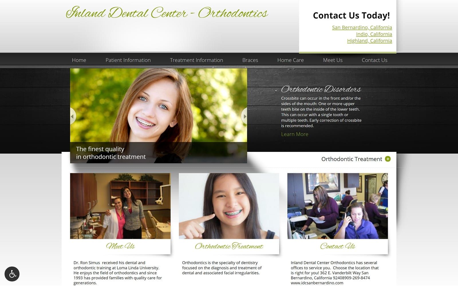 The screenshot of idc - orthodontics - dr. Ron simus idc-ortho. Com website
