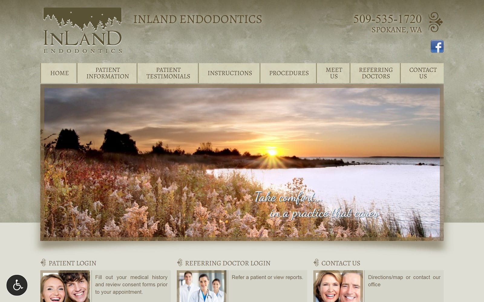 The screenshot of inland endodontics inlandendo. Com dr. Scott j starley website