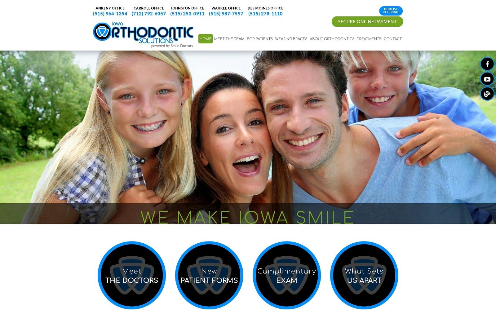 The screenshot of iowa orthodontic solutions iowasmile. Com website