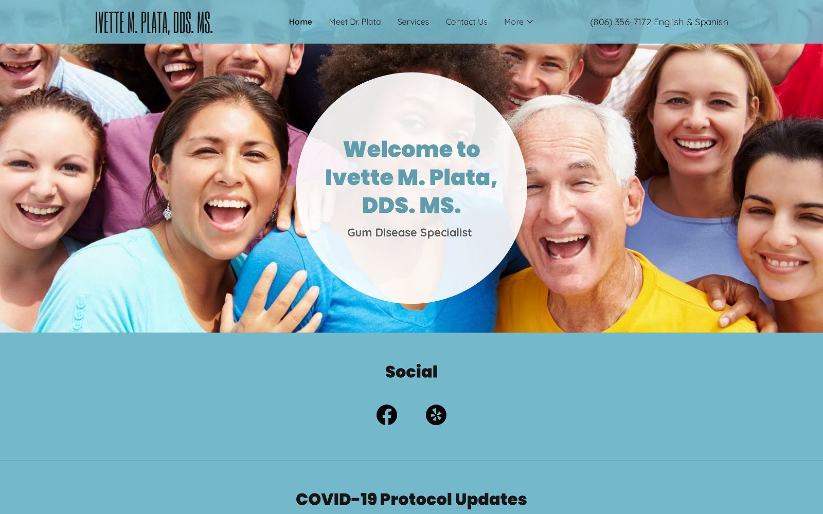 The screenshot of ivette m. Plata, dds. Ms. Ivettemplatadds. Com website