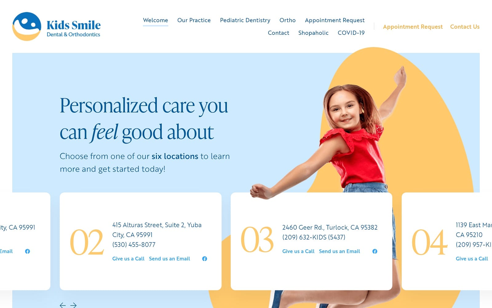 The screenshot of kids smile dental and orthodontics kidssmileonline. Com website