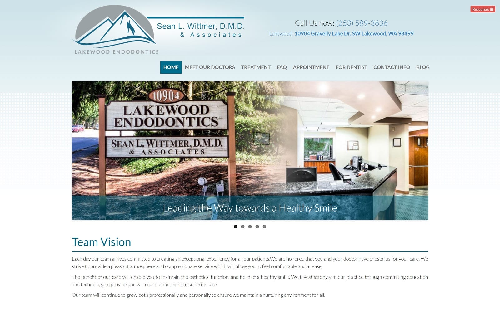 The screenshot of lakewood endodontics lakewood-endodontics. Com dr. Sean wittmer website