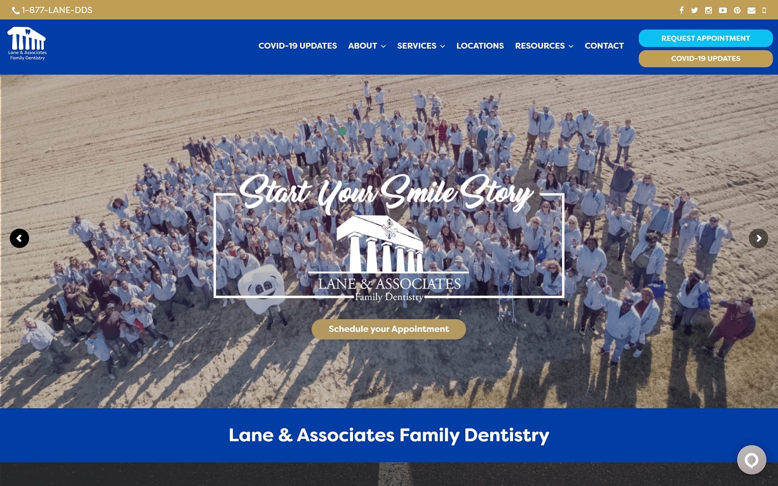 The screenshot of lane & associates family dentistry - fayetteville lanedds. Com/offices/fayetteville website