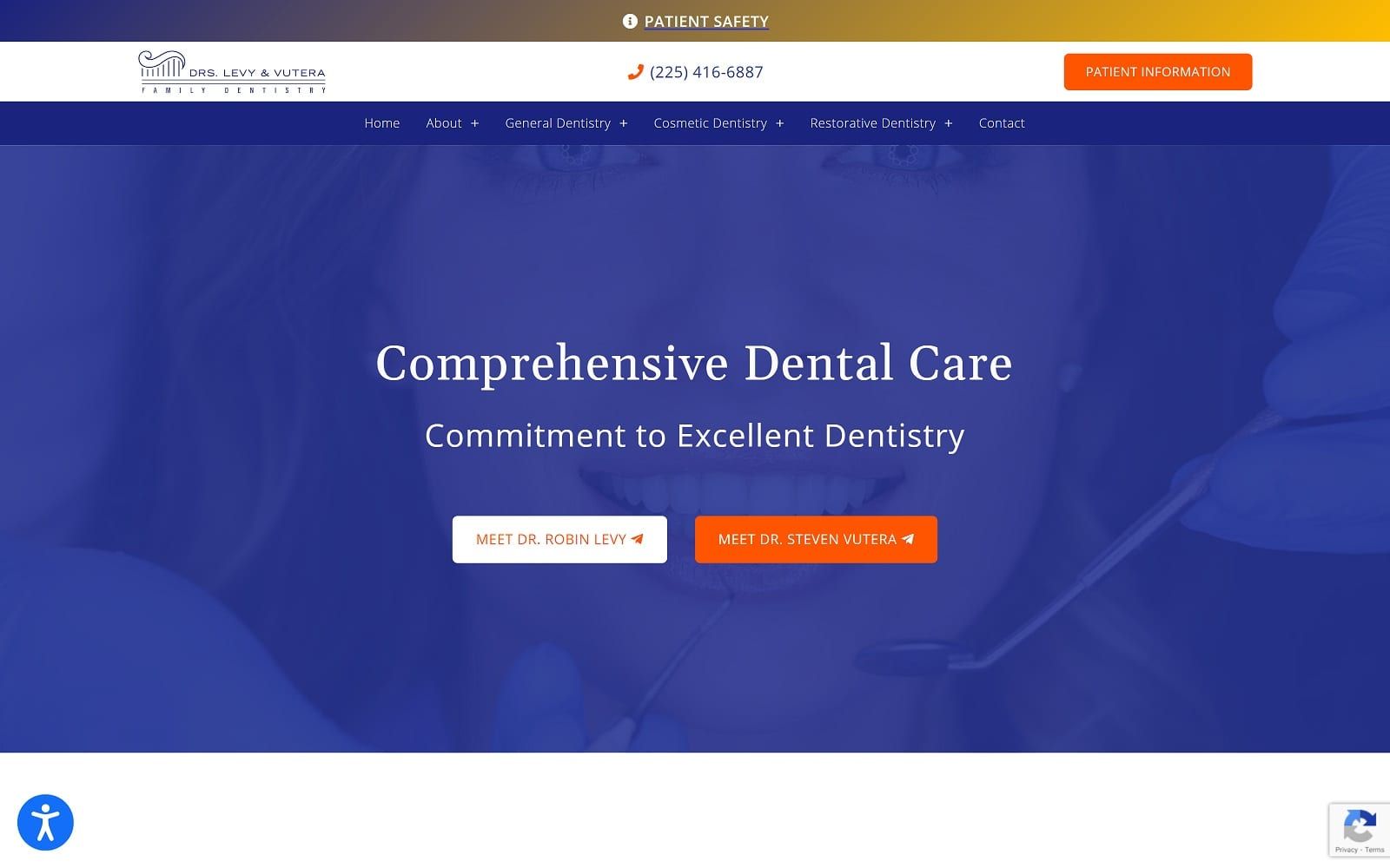 The screenshot of levy and vutera family dentistry levyvuteradental. Com website