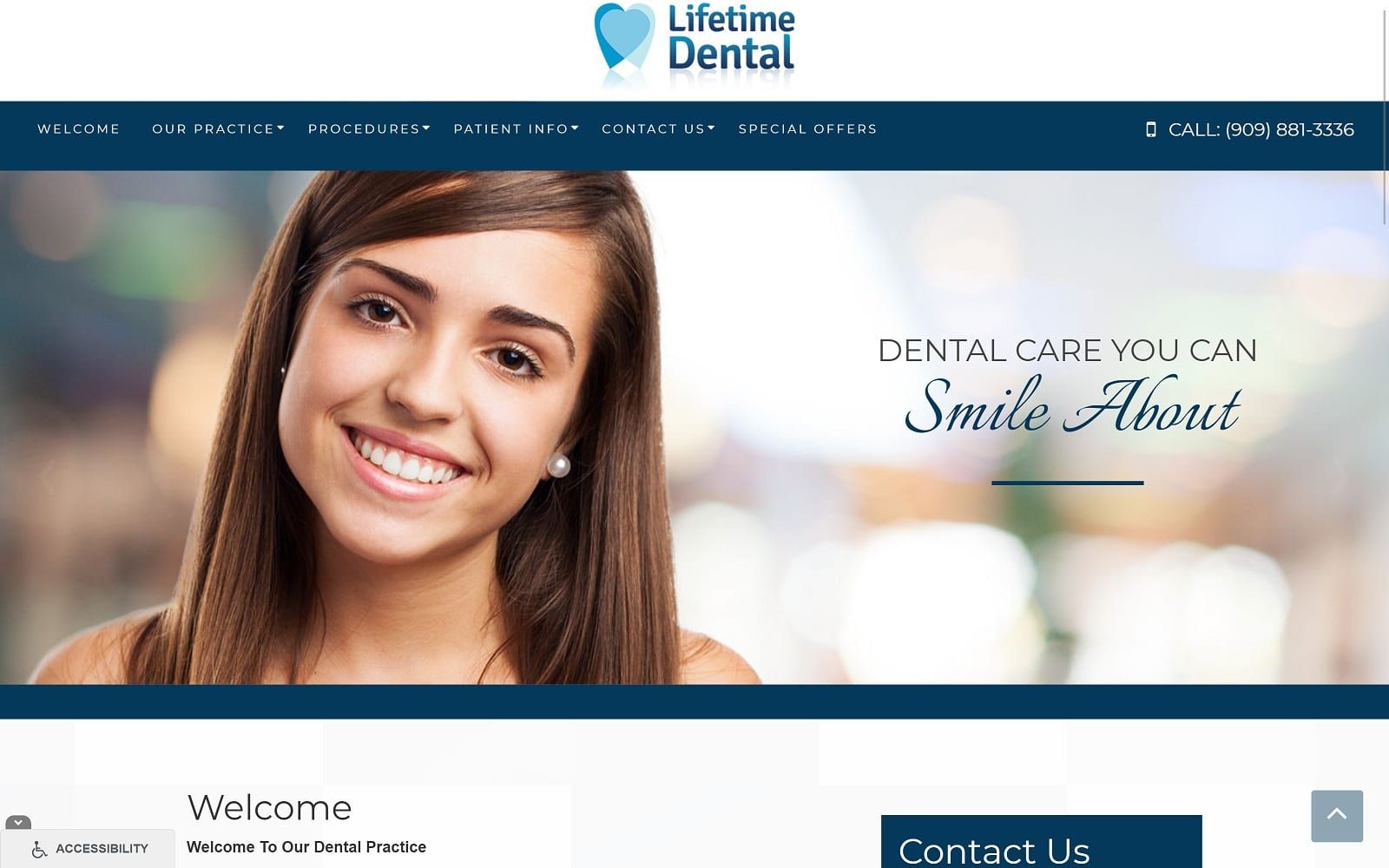 The screenshot of lifetime dental of san bernardino lifetimedentalsanbernardino. Com dr. M. Azadeh afzali website