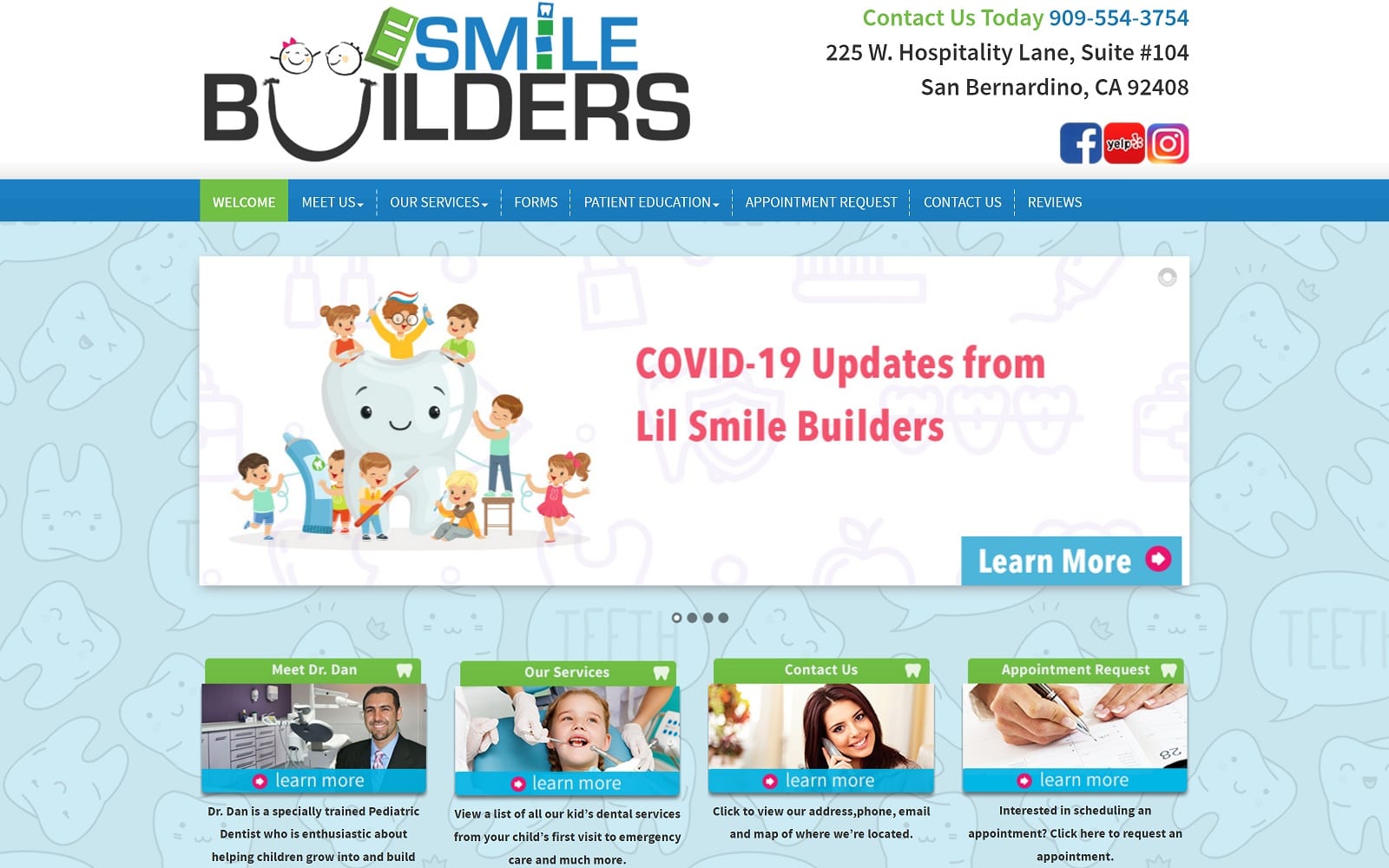 The screenshot of lil smile buiders children's dentistry lilsmilebuilders. Com website