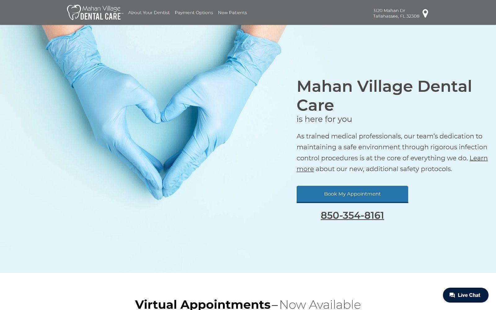The screenshot of mahan village dental care mahanvillagedentalcare. Com website