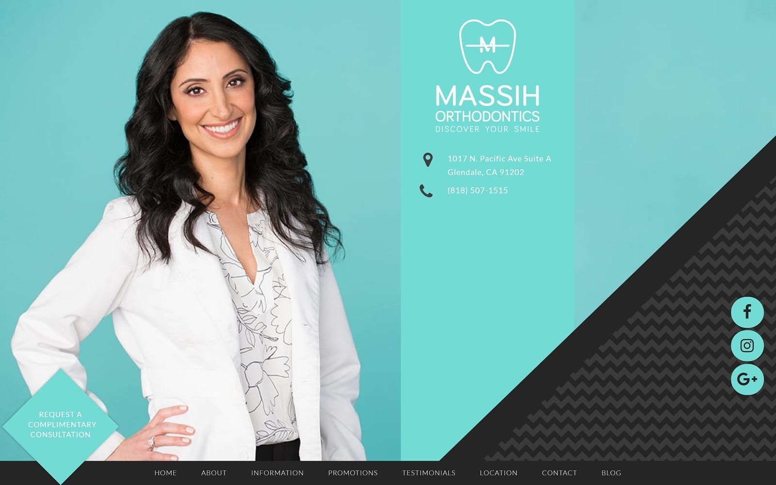 The screenshot of massih orthodontics massihortho. Com dr. Karmen massih website