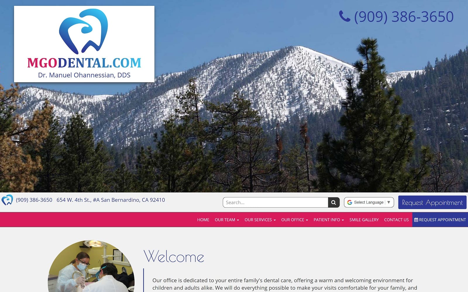 The screenshot of mgo dental mgodental. Com dr. Manuel ohannessian website