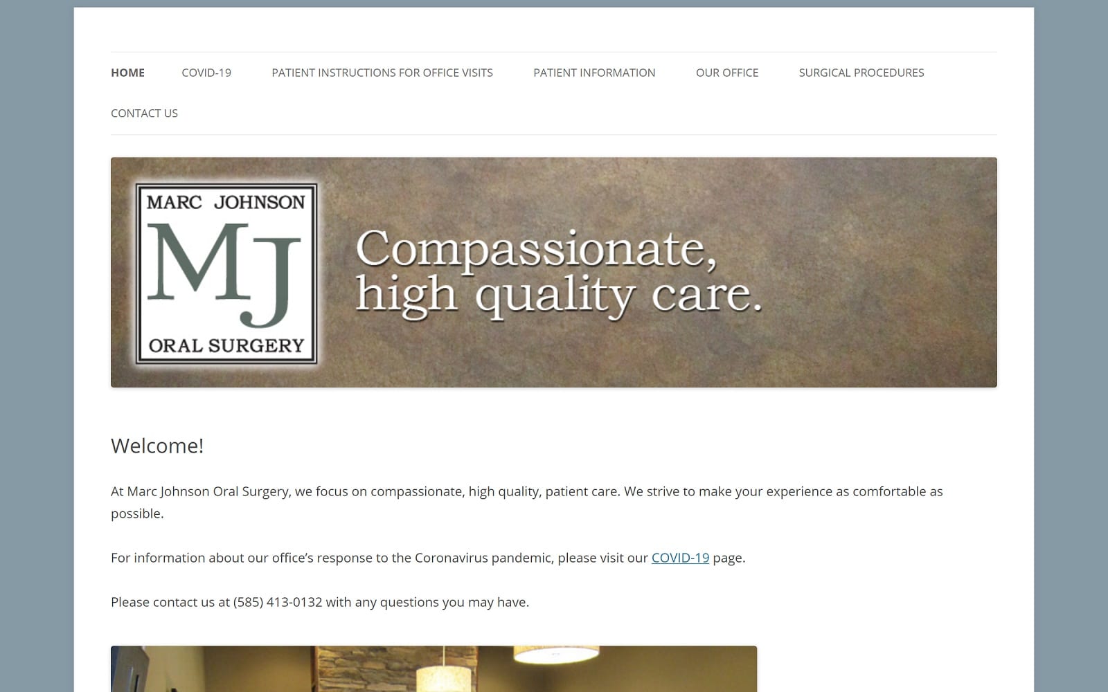 The screenshot of marc johnson oral surgery mjoralsurgery. Com website