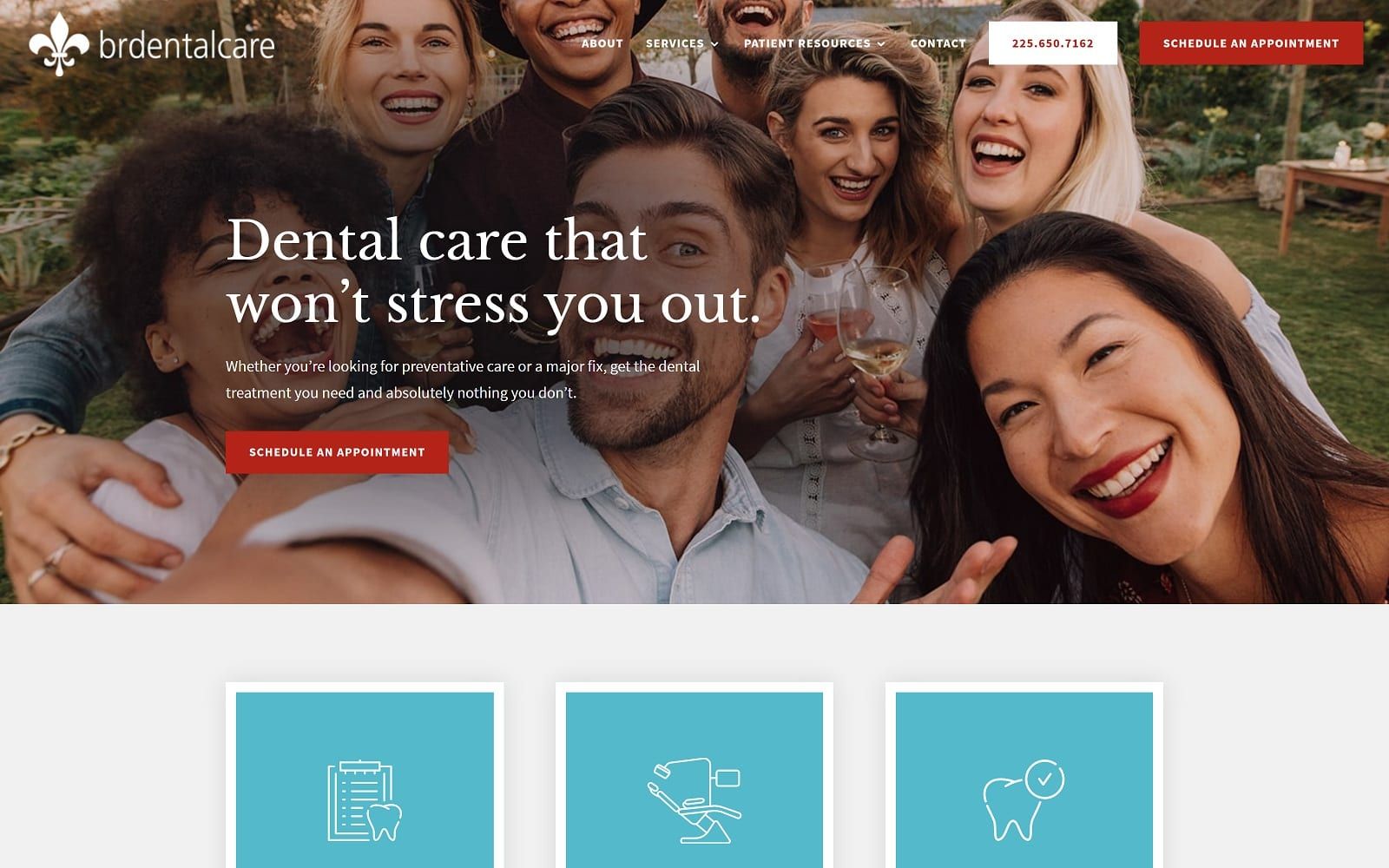 The screenshot of br dental care mybrdentalcare. Com website
