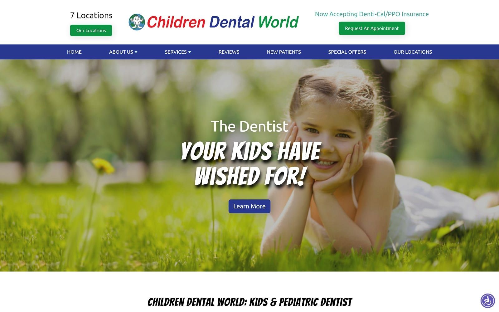The screenshot of children dental world mychildrendentalworld. Com dr. John kim website