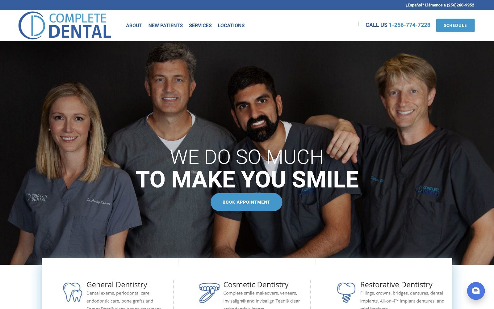 The screenshot of complete dental huntsville mycompletedental. Com website