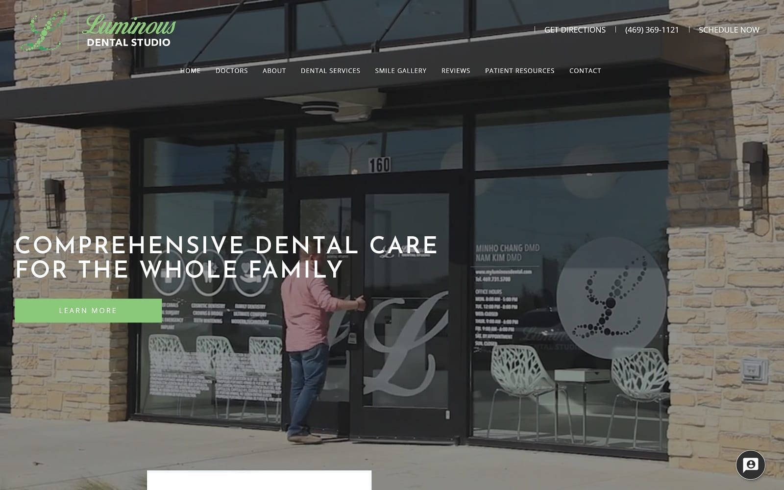 The screenshot of luminous dental studio myluminousdental. Com website