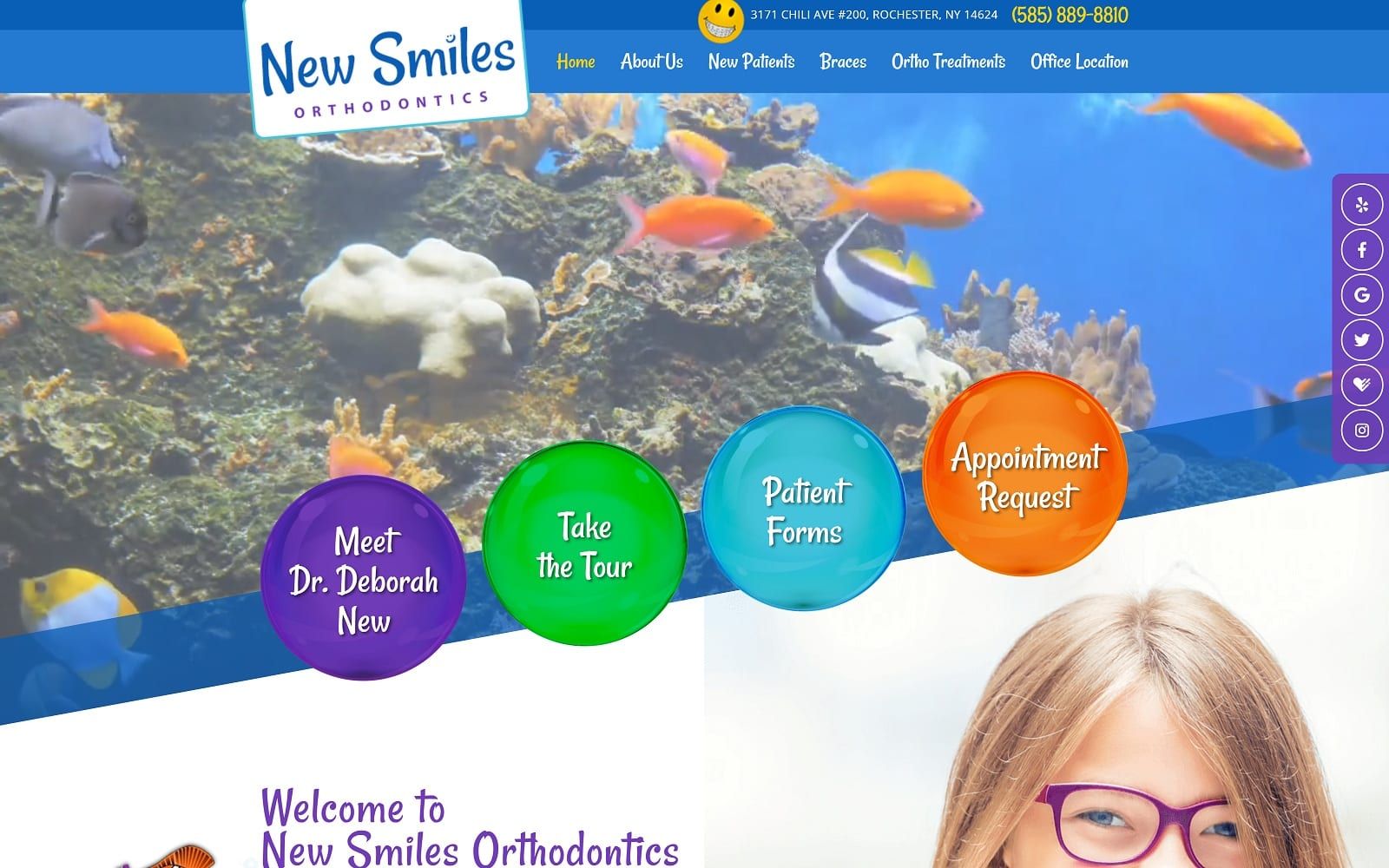 The screenshot of new smiles orthodontics newsmilesortho. Com dr. Deborah new website