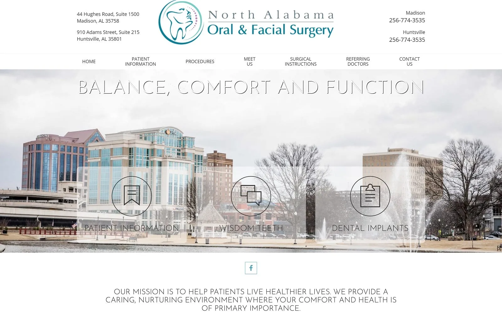 The screenshot of north alabama oral & facial surgery website