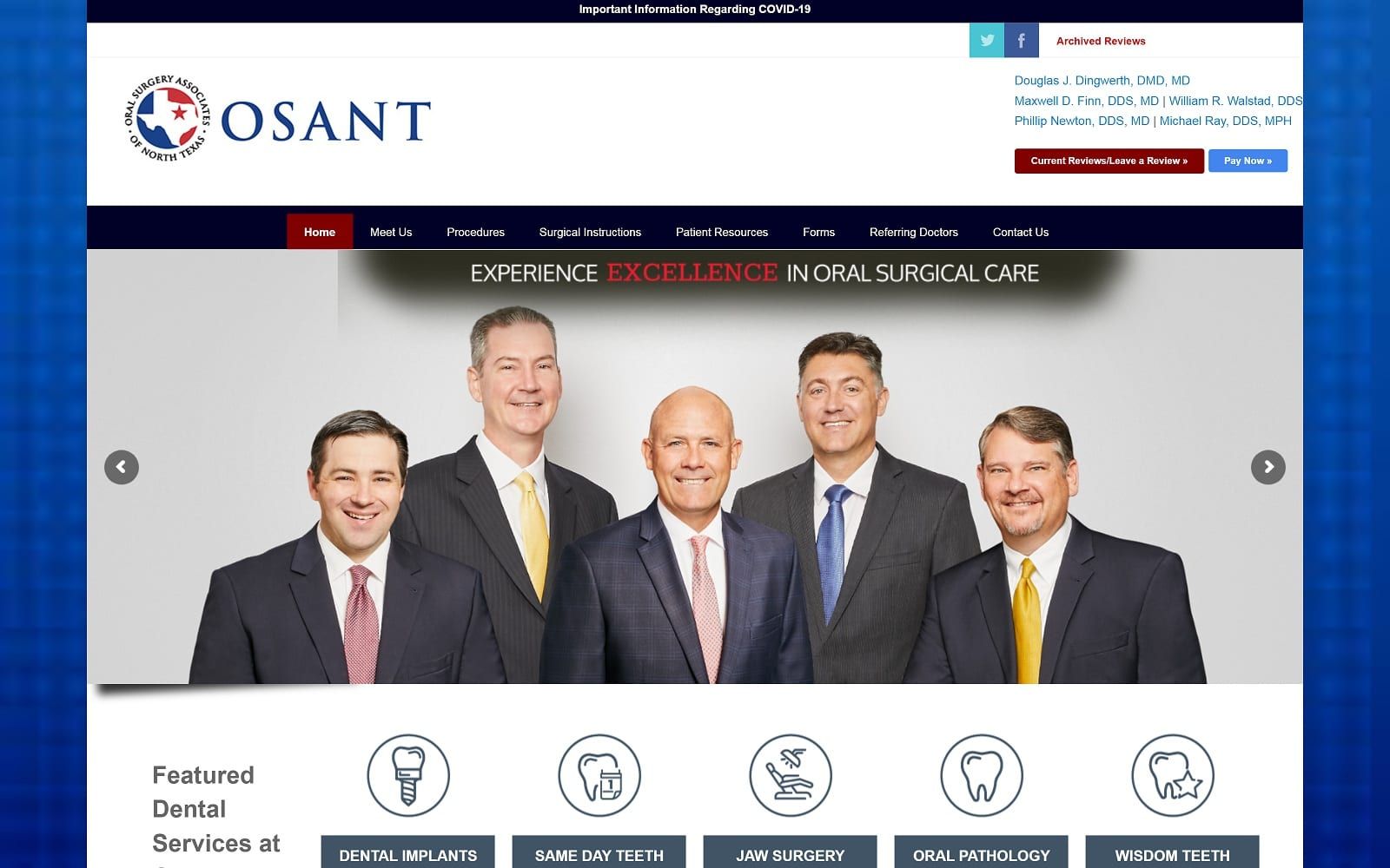The screenshot of oral surgery associates of north texas website