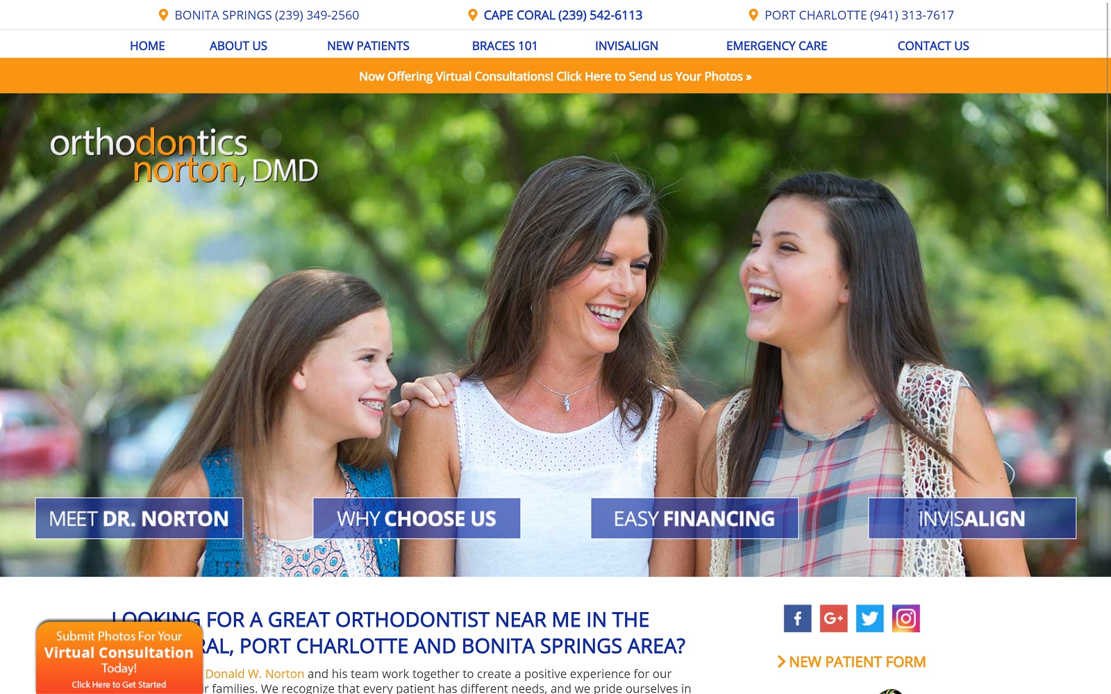 The screenshot of norton orthodontics - dr. Donald norton nortonorthodontics. Com website